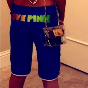 Love pink swim board shorts